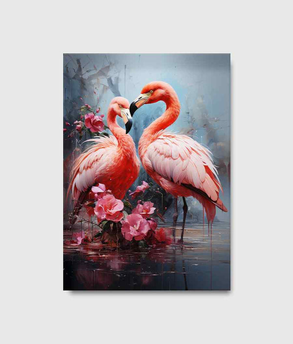 Floral Flamingoes