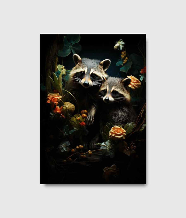 Raccoons in Forest