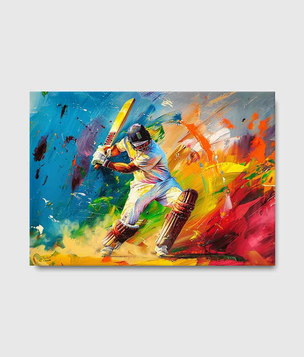 Abstract oil Painting Of Cricket Player