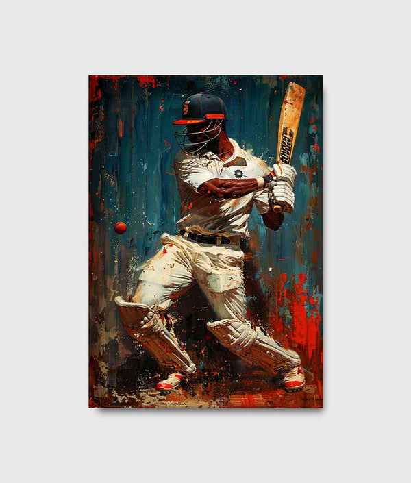 Dark Oil Paints Of Cricket Player