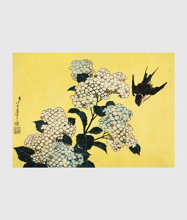 Canvas Art Hydrangea And Swallow