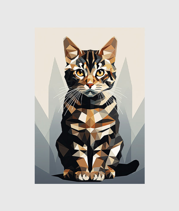 vector flat style Art Deco tabby cat