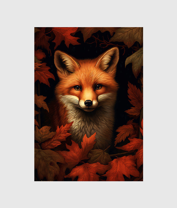 Leafy Larks: Cat, Fox, and Berries Poster