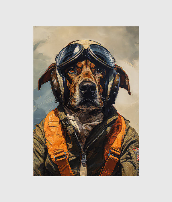 portrait of a dog i US Airman outfit painting