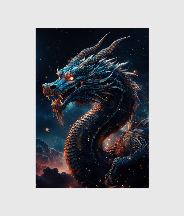 The mighty Oriental dragon in the midst of space