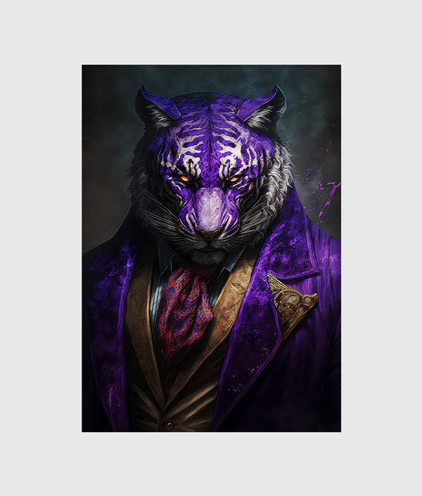 Purple villain with a tiger face