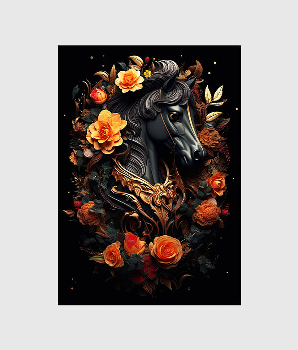 Horse in a Floral Frame